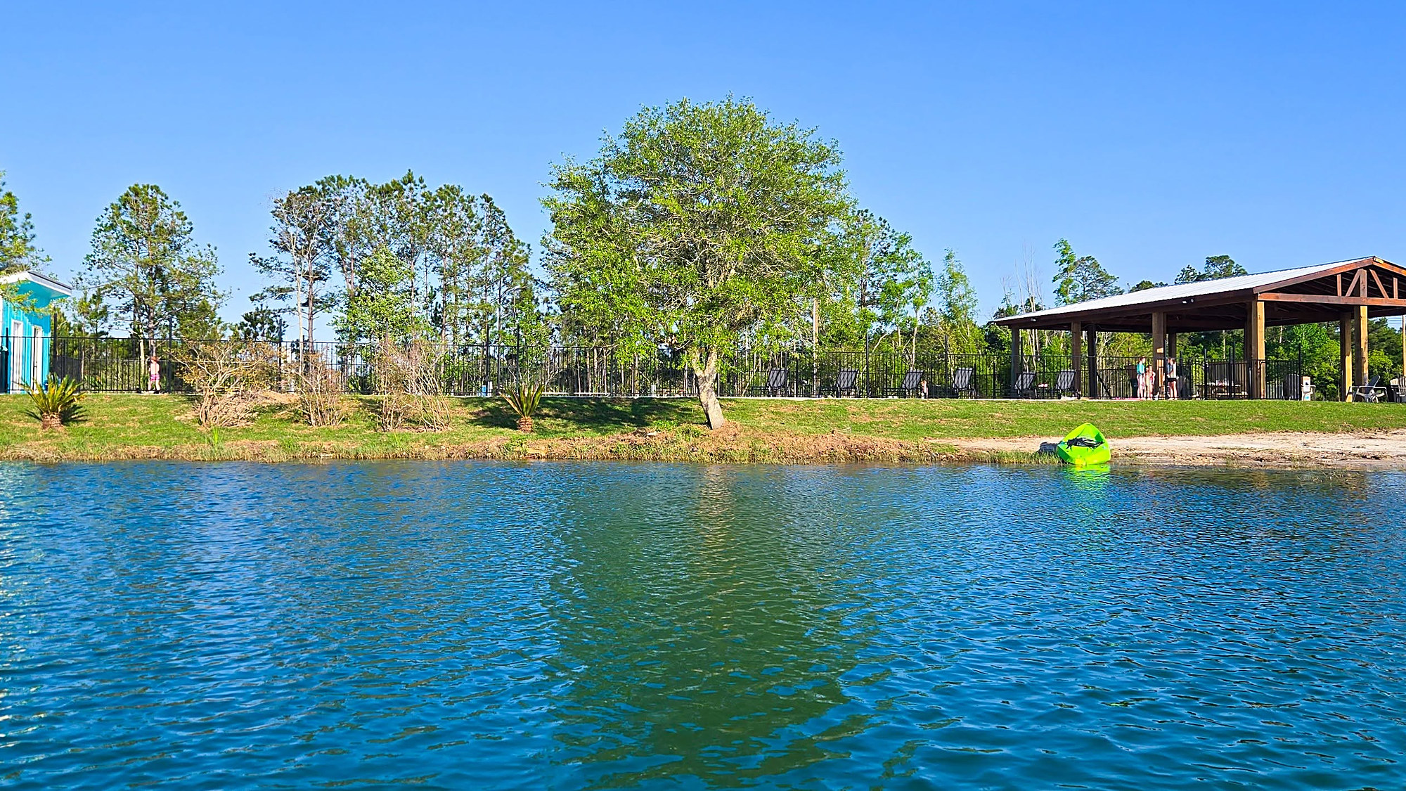 Pavilion and lake view at Lake LaCroix RV Resort in Bay St. Louis