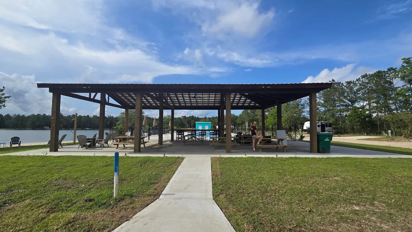 Lakeside event pavilion at Lake LaCroix RV Resort in Bay St. Louis